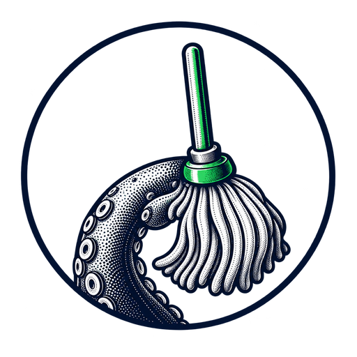 Cleaning systems: octopus tentacle holding a mop