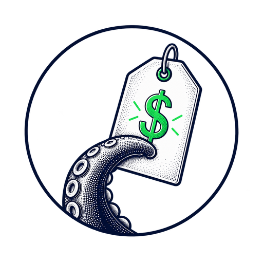 Pricing: octopus tentacle holding a price tag